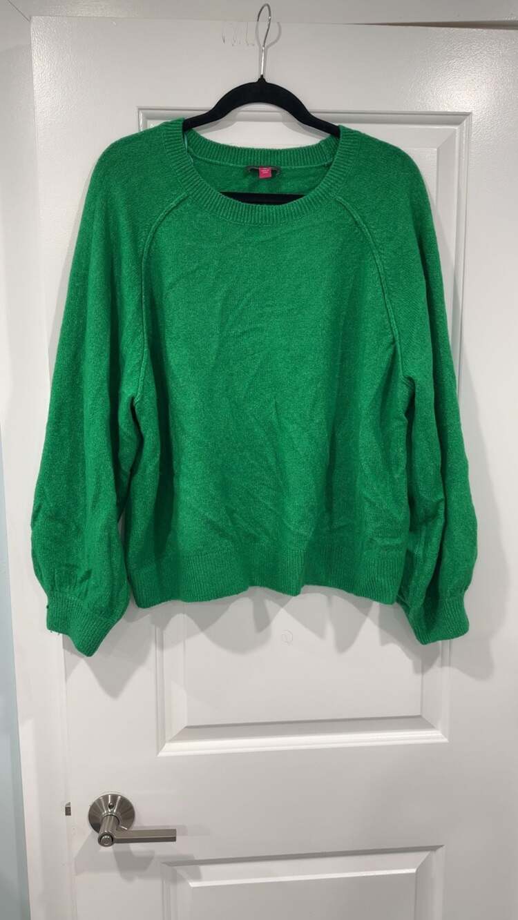 Vince Camuto Women's Green Crewneck Raglan Long Sleeve Sweater XL